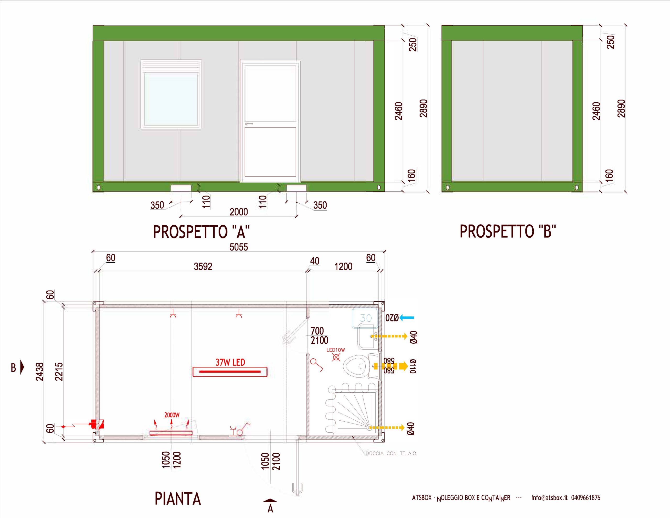 BOX PREFABBRICATO CON SERVIZI IGIENICI AtsBOX Box E Container A Noleggio